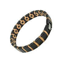 HL HealthyLine - Ceramic Magnetic Power Bracelet - Hematite Magnets - Negative Ions - Free Gift Box (Black & Copper)