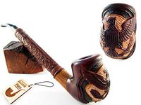 New Fashion"American Eagle" Tobacco Smoking Pipe Carved Pear Root Wood + Pouch Gift! (6)