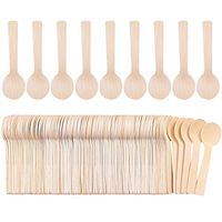 Cooraby 150 Pack Mini Wooden Spoons Ice Cream Dessert Spoons Disposable Eco-Friendly Biodegradable Compostable Set for Parties, Events and Weddings (150)