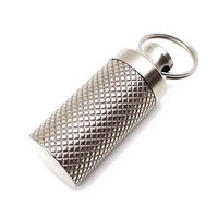 Haxtec Keychain Titanium Pill Fob Necklace Portable Waterproof Metal Keychain Pill Holder for Emergency Asprin and Nitroglycerin Pills (Knurling)