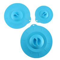 Silicone Cover, Sacow 3Pcs Silicone Fresh Cover Wrap Cover Microwave Oven Refrigerator Bowl Seal Lid(1010cm/1515cm/2020cm) (Blue)