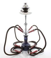 4 hose 22" Black Hookah shisha nargila bar narguile nargile glass water Vase new