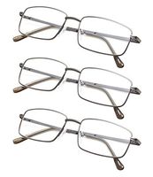 3-pack Large Rectangular Reading Glasses with Spring Temple for Men Gunmetal +2.25