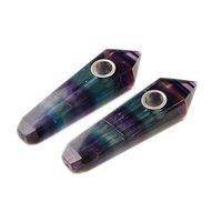 Tobacco Pipes Natural Crystal Colorful Fluorite Polished Six Prismatic Pipe with Filter