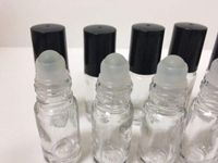 WALLER PAA 3 Bottles Clear 1/6 oz, 5 ml GLASS Roll On Bottle With Black Cap & Roller New !