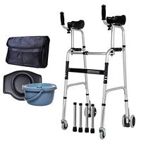 ZXGFA Elderly People Foldable Walker, Adjustable Walking Assist Equipped Wheels with Arm Rest Pad for Arm Support Four-Legged Walker Lower Limb Training Walking Aids