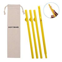 DOFYWARE Easy Clean Reusable Drinking Straws - 4 Pack 9.1 inch BPA Free Food-grade Plastic Reusable Splittable Straws, Yellow