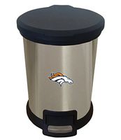 The Furniture Cove New 1.3 Gallon Round Stainless Steel Step Trash Can Waste Basket Featuring Your Choice of a Football Team Logo (Broncos)
