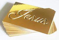 Name of Jesus Cut-Out Christian Pocket Cards - 3x2 Mini Handout Gifts - 25 pcs (Gold Jesus)