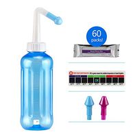 500ml Nasal Wash Neti Pot Nose Cleaner Bottle Nose Irrigation for Kid Adult with 60 Nasal Rinse Salt Packets and Thermometer Sticker