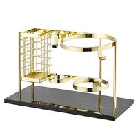 LOSYU Hair Dryer Holders, Stable Marble Base, Vacuum Plating Iron Countertop Blow Dryer Rack, Hair Care Styling Tool Basket Organizer, Hair Straightener Holder with Hooks