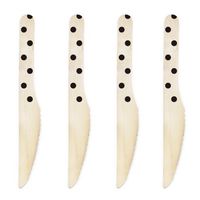 Dress My Cupcake 6.5-Inch Natural Wood Dessert Table Knives, Black Polka Dots, Pack of 50