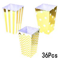 Gold Party Popcorn Treat Boxes - Wedding Bachelorette Bridal Shower Movie Theater Party Favors Mini Popcorn Candy Containers Baby Shower Birthday Party Treat Boxes Supplies, 36Ct