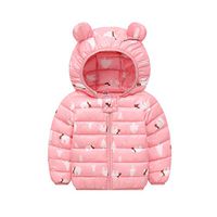 Tomppy Newborn Infant Baby Boy Girls Winter Coats Toddler Cartoon Print Zip Thick Hoodie Jacket Kids Snowsuit Clothes Pink