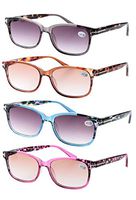 SOOLALA 4-Pair Tortoise Hit Color Frame Sunglasses Readers Quality Reading Glasses, 1.5