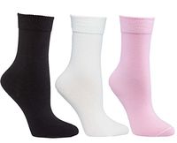 Diabetic Socks for Women by Sugar Free Sox - Maximize Circulation & Comfort - Womens Sock Size 9-11 - Black/White/Pink Crew Assorted 3 Pack