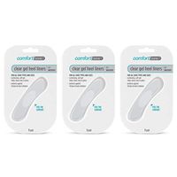 Comfort Zone Women's Clear Gel Heel Liners, Protects Against Friction, 3 Pack