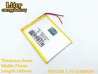 3.7V 4250mAh 5075100 Lithium Polymer Ion Rechargeable Battery Lithium Polymer Li-Po Battery for MP4 GPS MP3 Bluetooth Stereo DIY Gift
