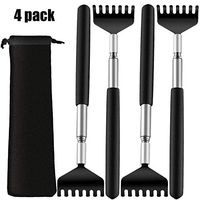 4 Pieces Back Scratcher Portable Extendable Back Scratcher Stainless Steel Scratcher with Carrying Bag for Scratching Supplies (Black)