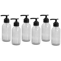 Royal Massage Boston Round Glass Bottle with Saddle Pump - Clear 4oz - Set of 6