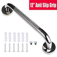 12 Inch Stainless Steel Chrome Shower Grab Bar with Anti Slip Grip Texture, ZUEXT Towel Bar, Knurled Bathroom Balance Bar, Safety Hand Rail Support, Handicap Elderly Injury Senior Bath Assist Handle