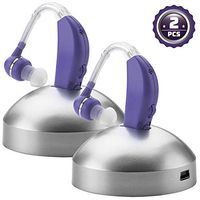 Digital Hearing Aid Amplifier Set - High Quality Rechargeable Behind The Ear Personal Sound Amplification Device - for Adults and Seniors with All-Day Battery Life, (Pair, Purple)