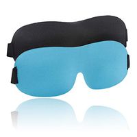 Blackout Travel Sleep Mask Pack Mens and Womens, saillsen 3D Contoured Soft Comfortable Blindfold Adjustable Sleep Mask Pack with Free Earplugs and a Pouch, 2 Pack, Blue & Black