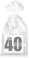 Silver with Dotted Strips 40th Birthday Party Favor Bags with Ties - 12pack