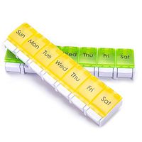 Betife of 2 Weekly Pill Organizer with Easy Push Button, Travel Portable Medicine Organizer 7 Day Arthritis, Daily Pill Case Odorless 7 Large Compartments to Hold Vitamins/Fish Oils(Yellow+Green)