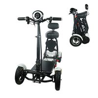 Foldable Lightweight Li-on Battery Power Mobility Scooters Easy Travel Electric Wheelchair Multi Terrain Scooter for Adults with Child Seat (White)