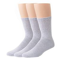 Men's 3-pk Diabetes and Circulatory Non Binding Top Crew Sock (Medium-(10-13), Grey)
