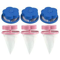 OUBAO Filter Net Pouch Mesh Bag Flower TypeReusable Washing Machine Floating Lint Mesh Portable Washer Lint Catcher Hair Filter Net Pouch Lint Trap for Household Tool (3 Pink + 3 Blue)