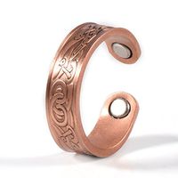 Women Magnetic Copper Ring for Arthritis Healing Ring Joint Pain Relief Adjustable Healthy (Copper Color)