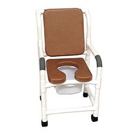 MJM International 118-3TW-SSDE-CBP-SQ-PAIL-BRN Standard Shower Chair with Soft Seat, Cushion Padded Back and Commode Pail, 300 oz Capacity, 40.5" Height x 22" Width x 25.25" Depth, Brown