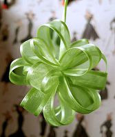 POSHNPRETTY 4" Arabesque Sheer Ribbon w/Satin Edge Pull Bow 18 Loops by 5/8" - Packs of 12 (Lime Green)