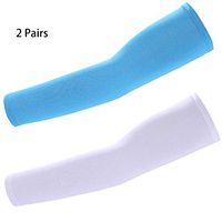ANIAC Unisex UV Protection Cooling Arm Sleeves UPF 50+ Sun Protective Accessories Sunblock Gloves Skin Protect Cover Anti UV Cuff for Cycling Driving Golf Basketball Running (Blue+White)