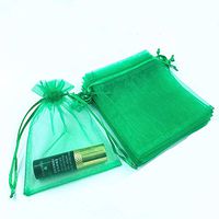 LYSXP 100pcs 5X7 Inches Christmas Drawstring Organza Gift Bag Pouches Drawstring Organza Jewelry Candy Pouch Party Wedding Favor Gift Bags (Green, 5"x7" (13x18cm))