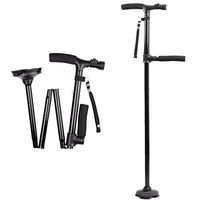 Portable Crutches Folding Telescopic Stick with LED Lights Adjustable Four-Foot Assisted Crutches for The Elderly Anti-Fall Comfort Handles