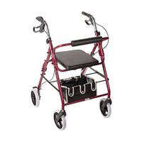 Duro-Med DMI Lightweight Adjustable Seat Height Aluminum Rollator Mobility Walker with Cushioned Backrest, Hand Brakes, Flip-Up Seat and Front Swivel Wheels, Burgundy