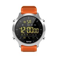 Sponge Waterproof Smart Watch (Orange) with Pedometer, Calorie Counter, Distance, Stopwatch, Clock Alarm, SMS, Call Reminder. Long Life Battery(CR2430). Bluetooth sync with iOS and Android Devices