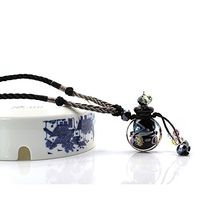 Coolrunner Crystal Aromatherapy Essential Oil Diffuser Necklace Glazed Glass Pendant Locket Jewelry Gift (Black)