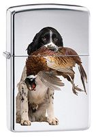 Zippo Lighter: Springer Spaniel Hunting Dog - High Polish Chrome 79755