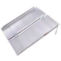 3FT Portable Folding Threshold Mobility Wheelchair Ramp Scooter Sturdy Anti-Corrosive Aluminum Alloy Construction Non-Slip Safety Surface Water-Proof Multipurpose Indoor Outdoor Use Folds Up Easily