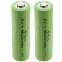2x 1.2V AA Rechargeable NIMH Button Top Batteries use with electric razors toothbrushes
