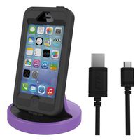 RND Apple Certified Lightning to USB dock for the iPhone (6 / 6 Plus / 6S/ 6S Plus/ 5 / 5S / 5C) or iPod Touch Data Sync and Charge 8-Pin Dock. Compatible with some phone cases. (Black and Purple)