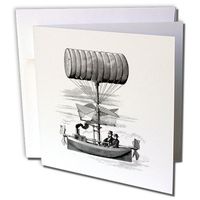 Air Ship Drawing Steampunk Style - Greeting Card, 6 x 6 inches, single (gc_80332_5)