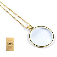 PROW® Golden 1-3/4 Inch Optical 5X Pendant Necklace Magnifier Magnifying Glass Loupe for Reading Fine Print, Zooming, Increase Vision and Jewelry Inspection