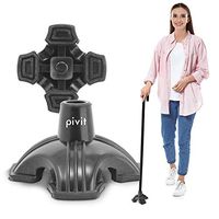 Pivit 4 Point Cane Tip | Quad Rubber Replacement Foot Pad for Walking Canes | Stable Four Point, Self Standing Quadruple Tripod Stand for Cane | Universal Four Leg Attachment for Walking (Black)