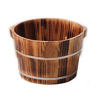 Foot Tub,Chinese Fir Foot-Soaking Barrel, Carbonization Solid Wood Health Pedicure Bucket， Double Ear Barrel
