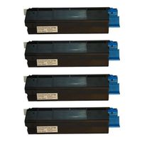Amsahr 42127404 Okidata 42127404, C5100n Remanufactured Replacement Toner Cartridge with Four Black Cartridges